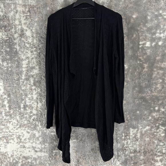 Tahari Size S Open Front Cardigan Sweater Black Long Sleeve Minimalist - Picture 1 of 10